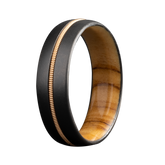 Men's Guitar String Ring with Olive Wood & Zirconium - Size 10